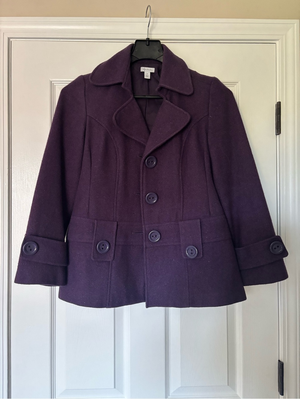 Relativity Women's Deep Purple Pea Coat